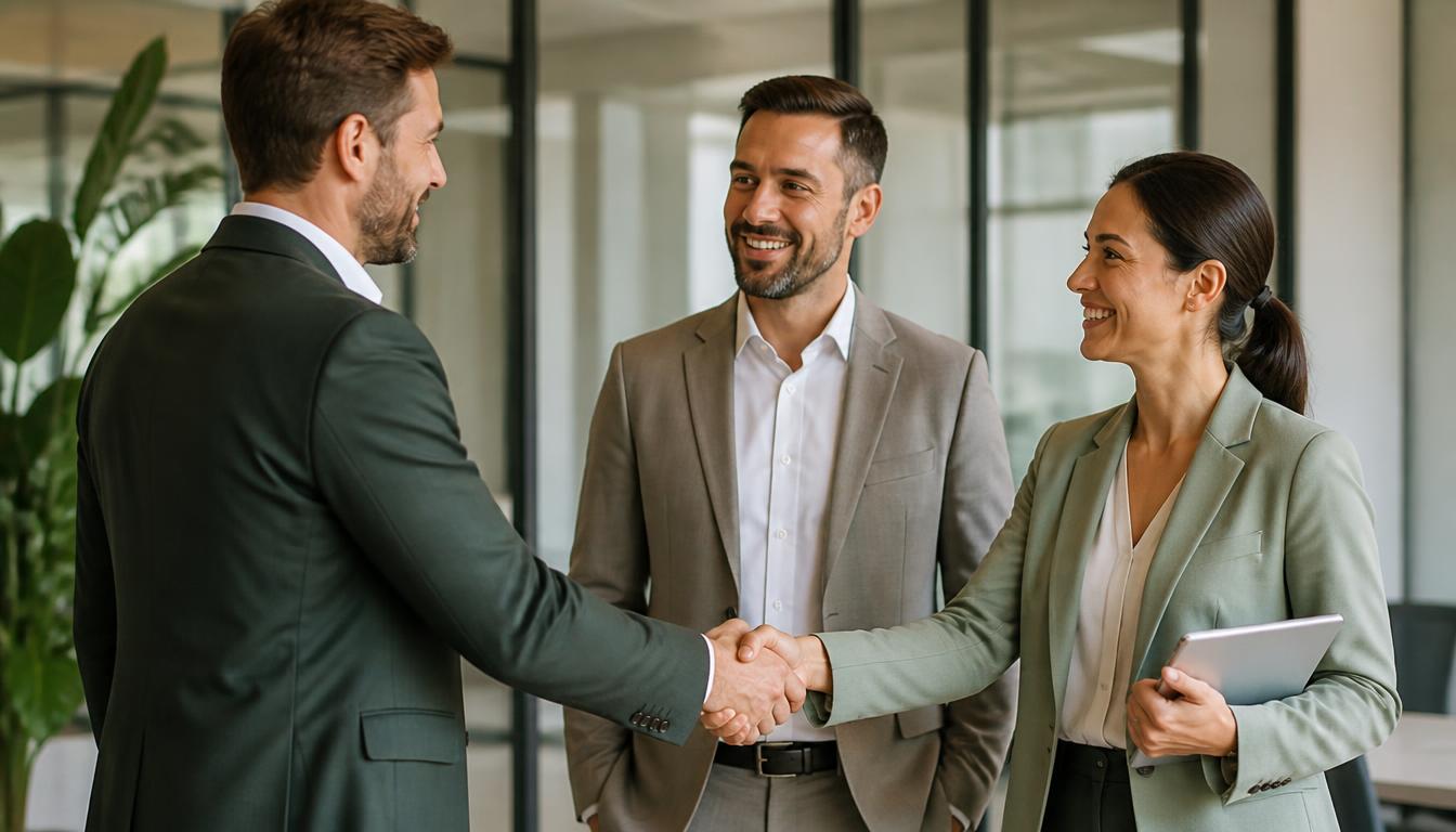Geschäftspartner im Gespräch – Vermittlung und Syndizierung