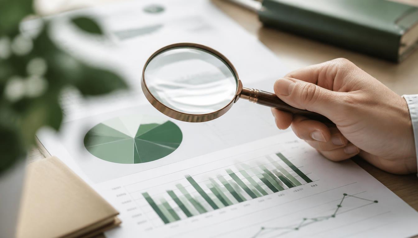 Lupe über Finanzunterlagen – Due Diligence und Analyse