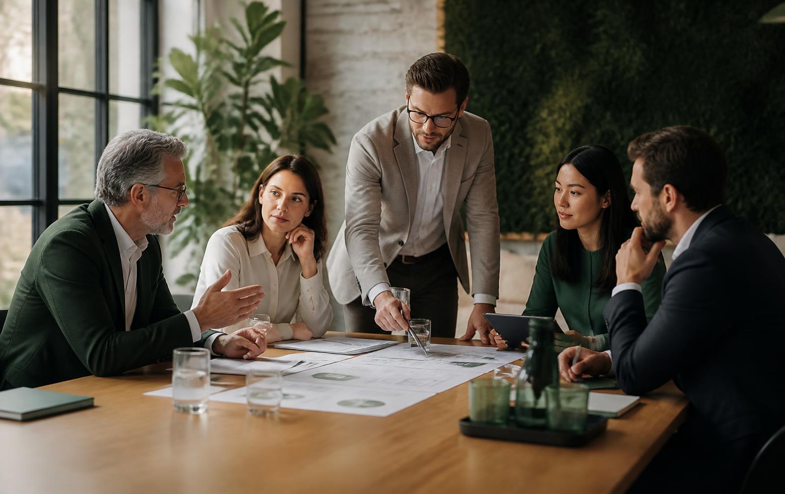 Investmentteam bei einer gemeinsamen strategischen Analyse