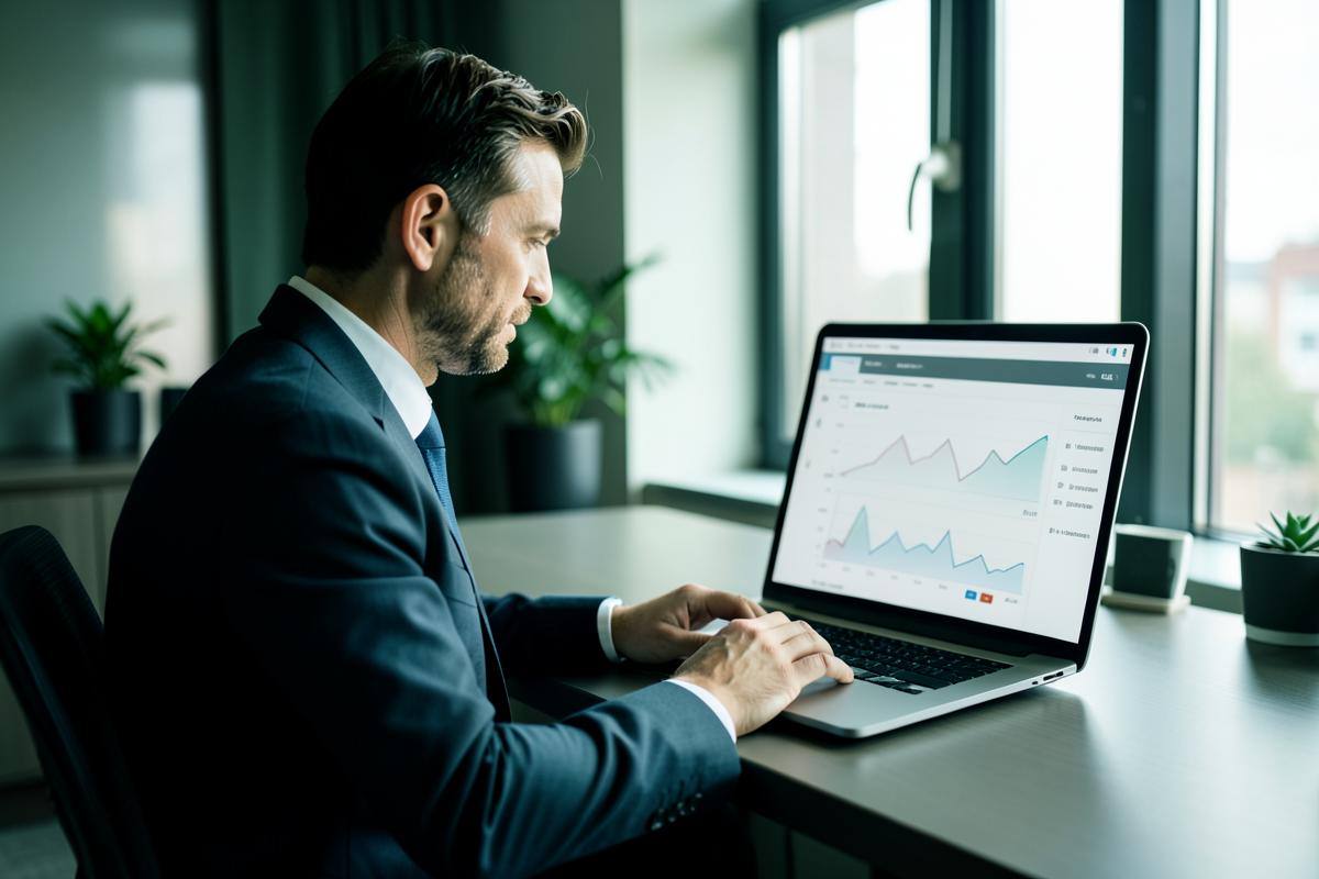 Unternehmer bereitet einen digitalen Investment-Pitch vor